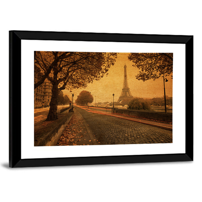 Paris Street Autumn Dusk Wall Art as a framed print