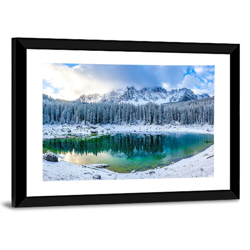 Snowy Mountain Lake Reflection Wall Art