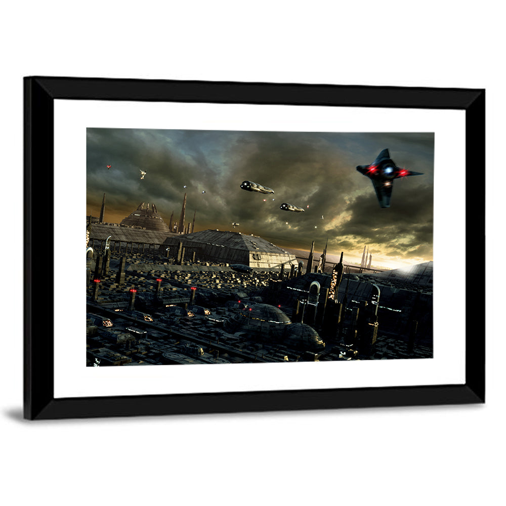 Futuristic City Skyline Wall Art
