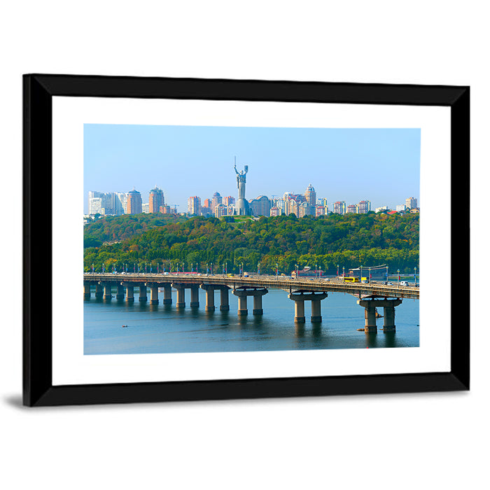 Paton Bridge with Mother Ukraine, Kyiv Wall Art as a framed print