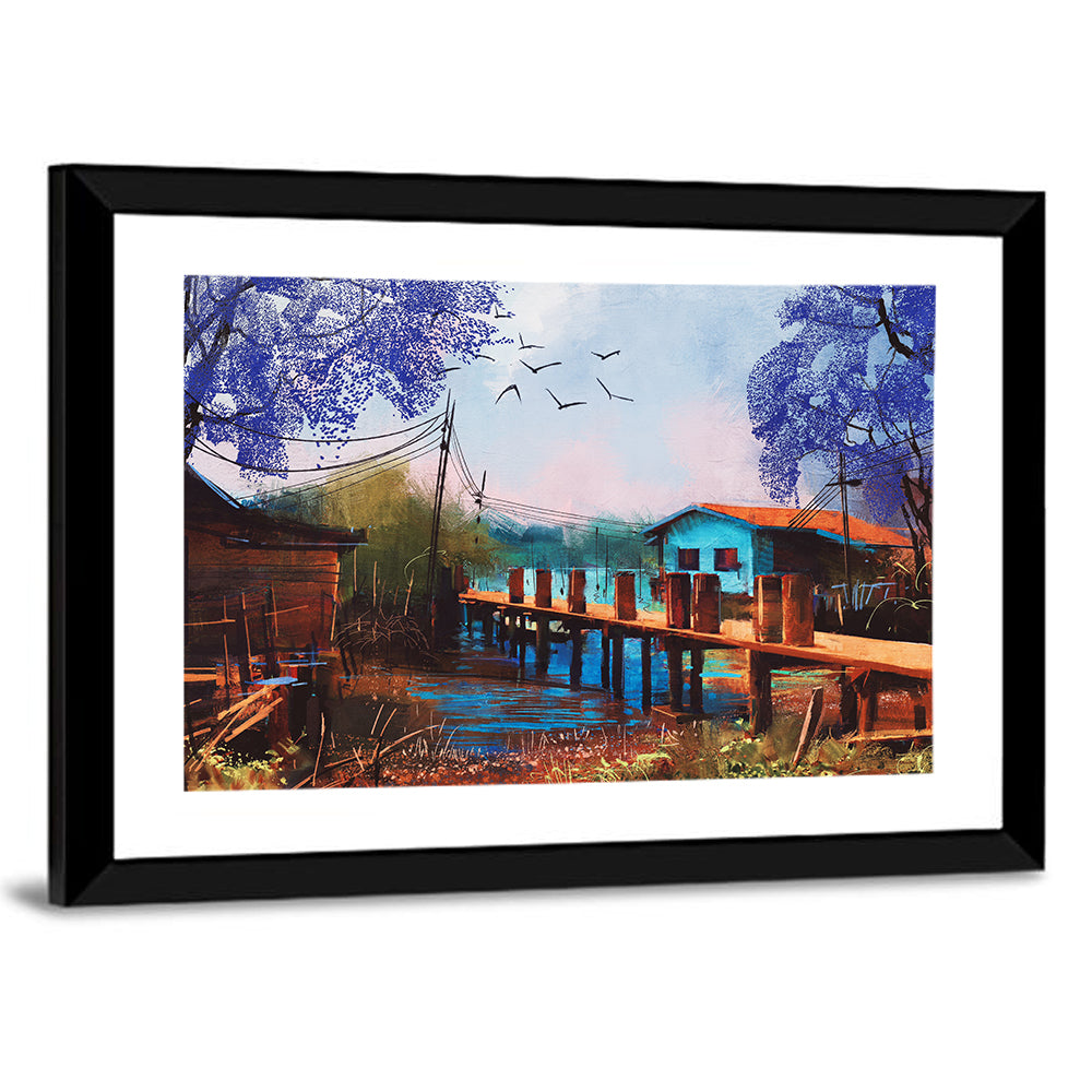 Rustic Fishing Village Pier Wall Art