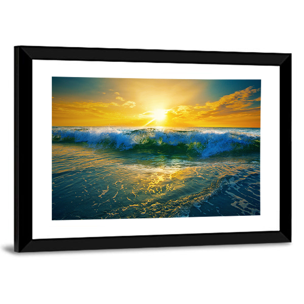 Ocean Waves At Sunrise Wall Art