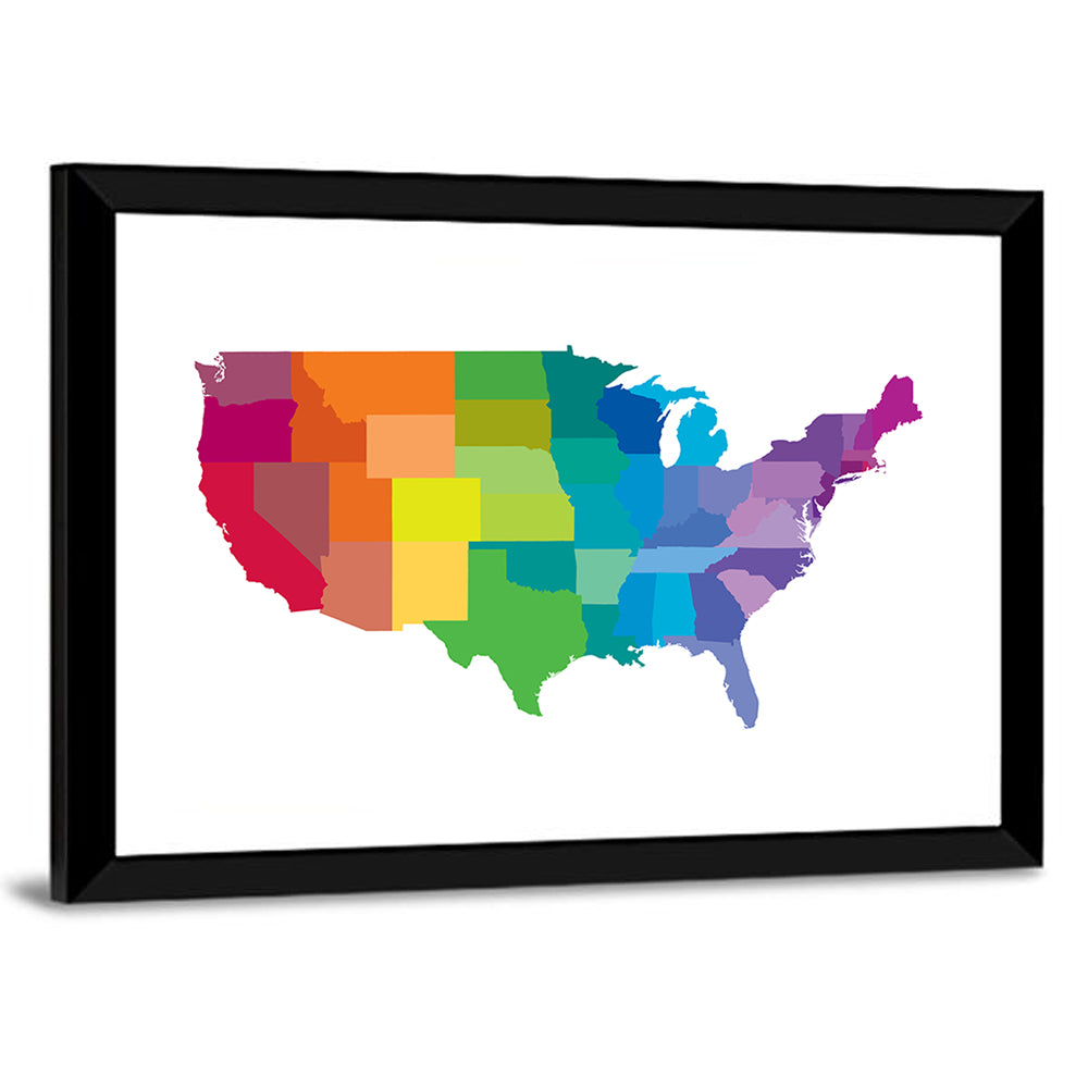 Rainbow United States Map Wall Art