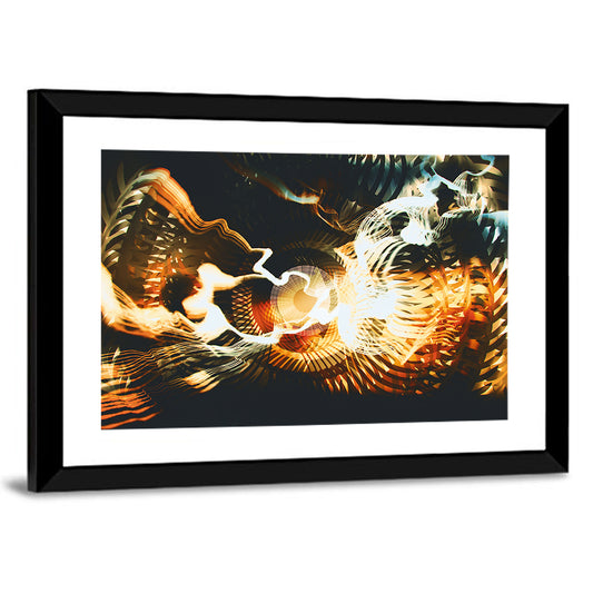 Golden Surreal Fractal Wall Art