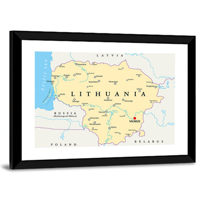 Lithuania Political Map Wall Art