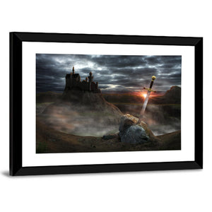 Legendary Castle Camelot Of King Arthur & Sword Excalibur Wall Art