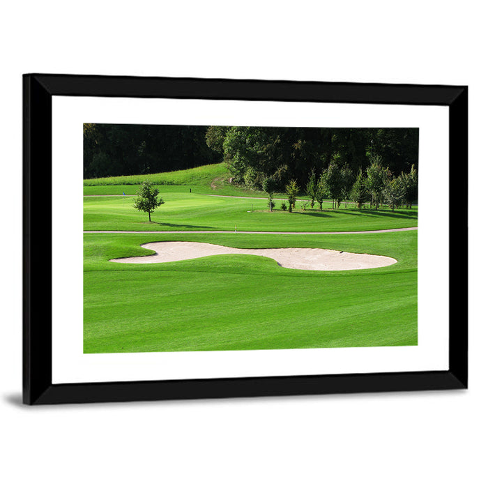 Golf Fairway with Sand Bunker Wall Art as a framed print