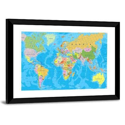 Colorful Mercator World Map Wall Art