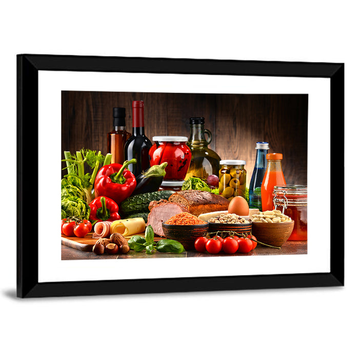 Rustic Organic Market Still Life Wall Art as a framed print