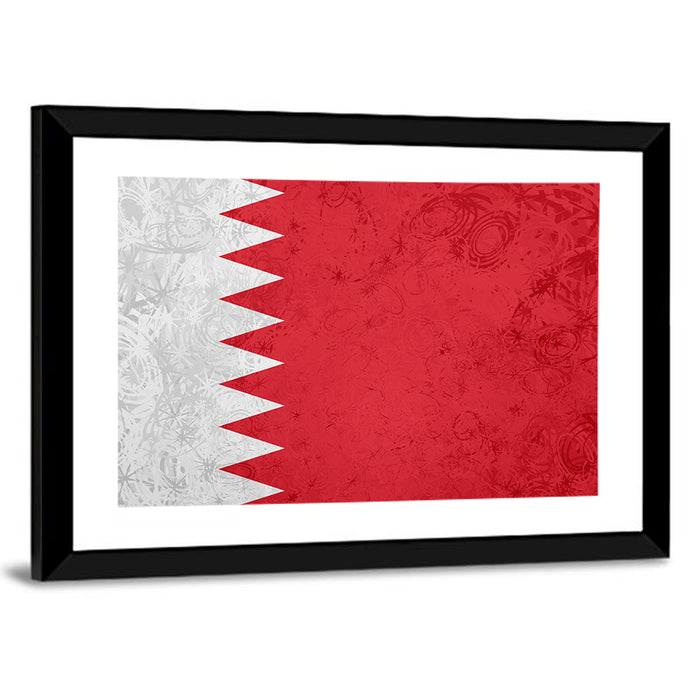 Bahrain Flag with Serrated Edge Wall Art as a framed print
