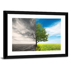 Lonely Tree In Field Wall Art