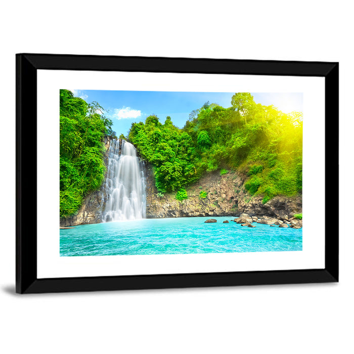 Dambri Waterfall Turquoise Pool Wall Art as a framed print