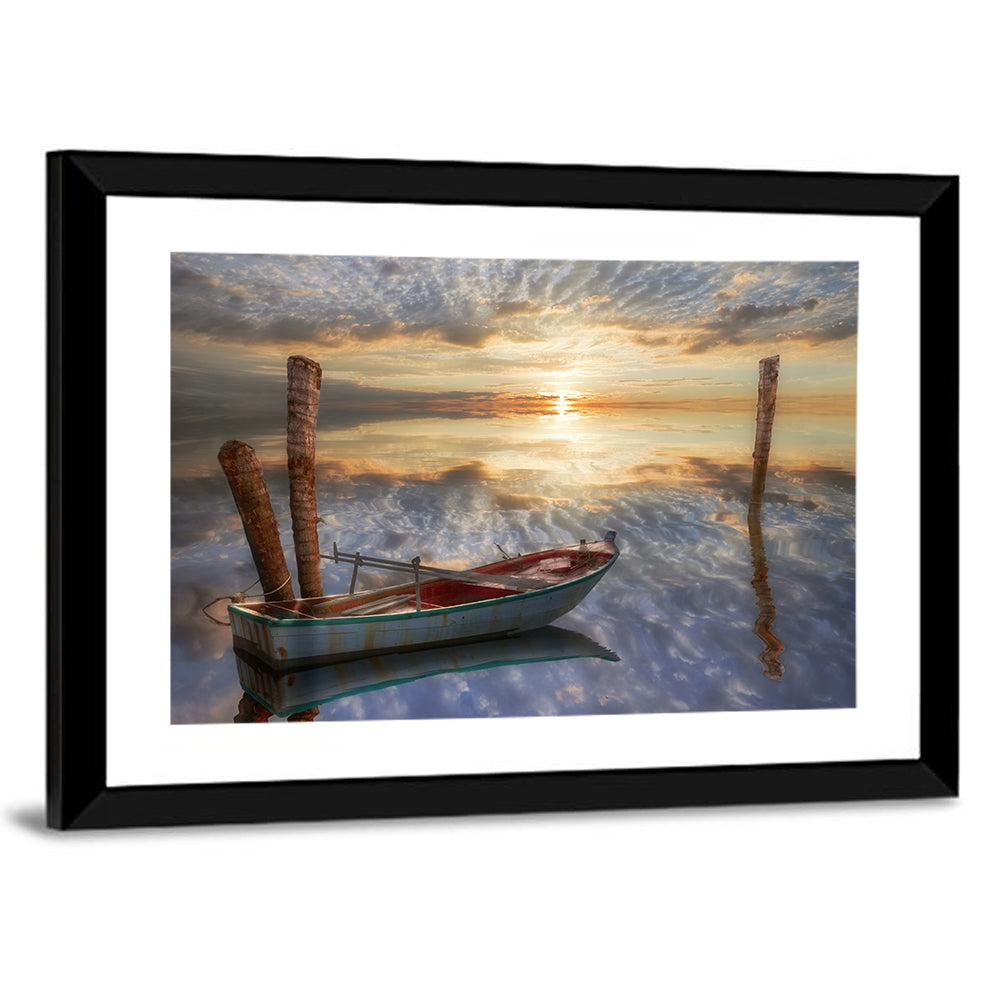 Weathered Rowboat at Sunset Wall Art