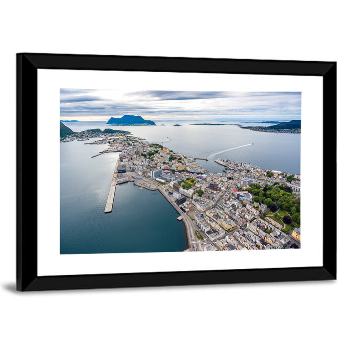 Aksla View Over Ålesund Harbor Wall Art as a framed print