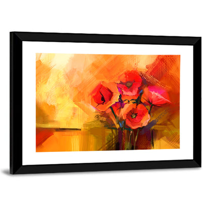 Impasto Red Poppy Bouquet Wall Art