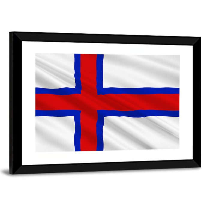 Faroe Islands Flag Wall Art as a framed print
