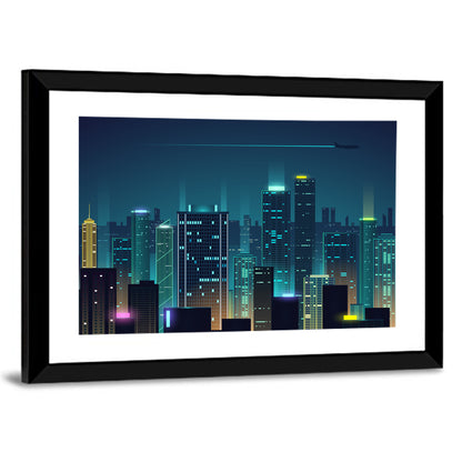 Abstract Night City Skyline Wall Art
