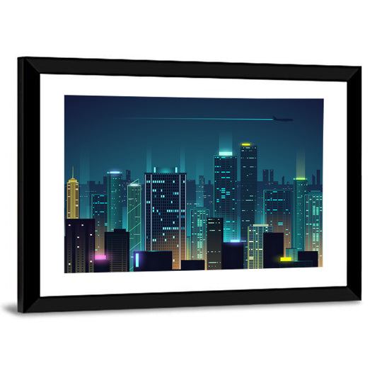 Abstract Night City Skyline Wall Art