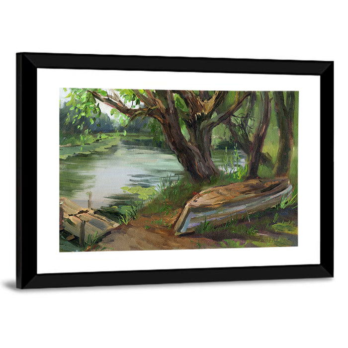 Willows Beside a Quiet River Wall Art as a framed print
