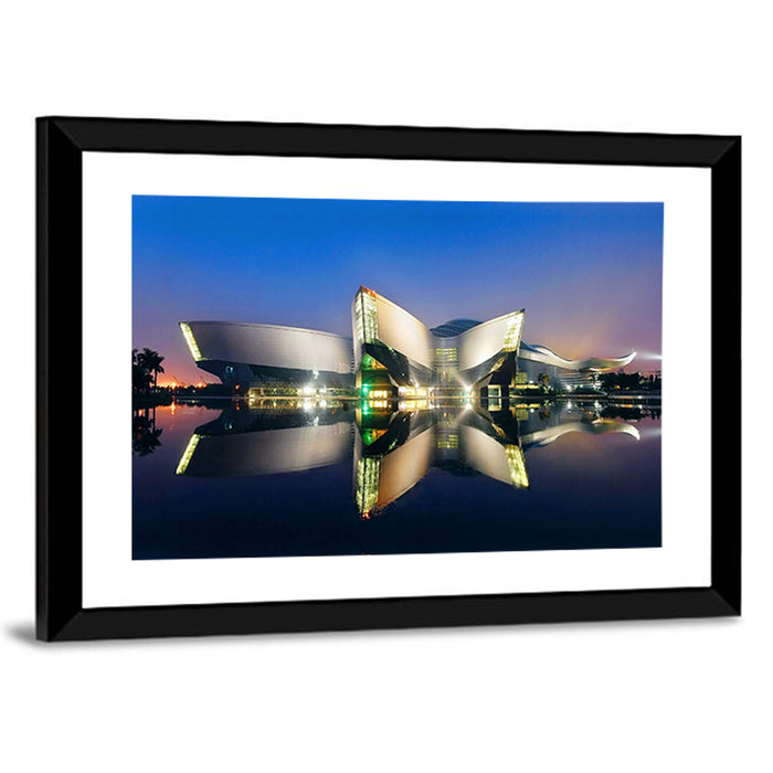 Guangdong Science Center Night Reflection Wall Art as a framed print