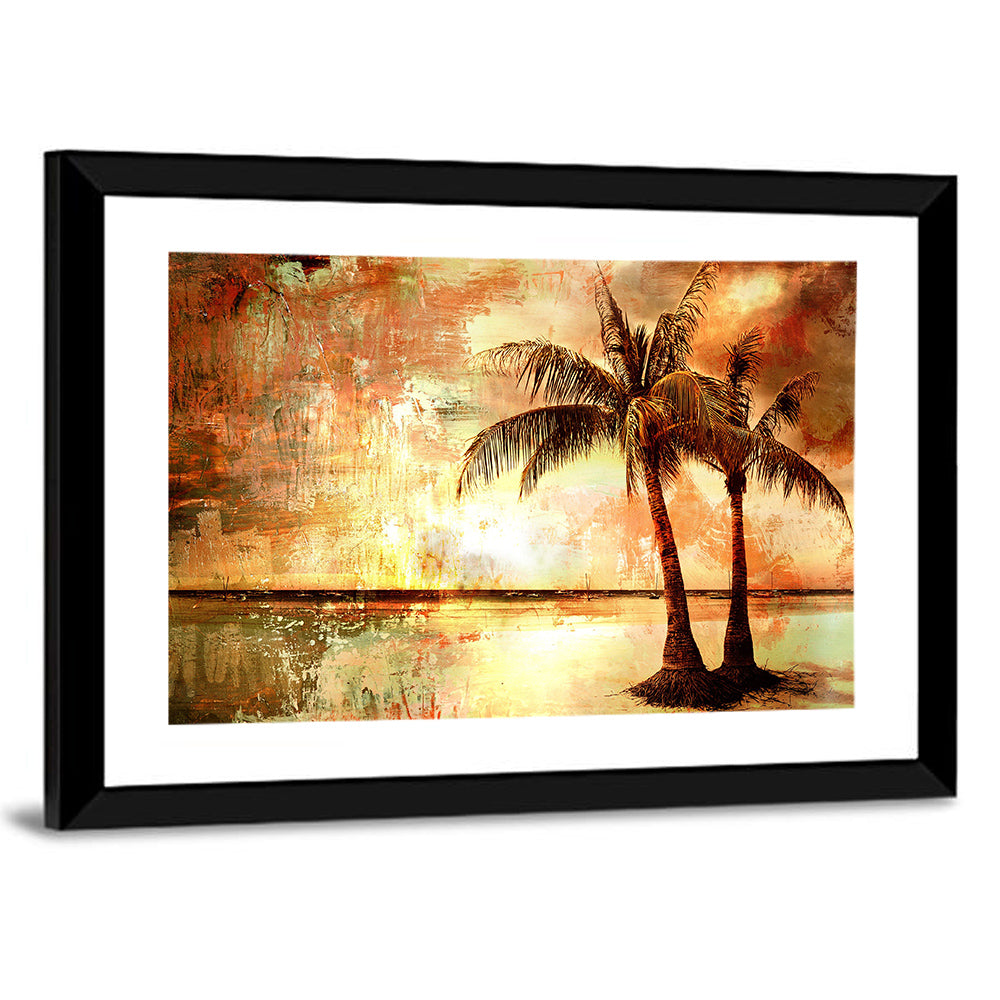 Tropical Beach Sunset Artwork Wall Art