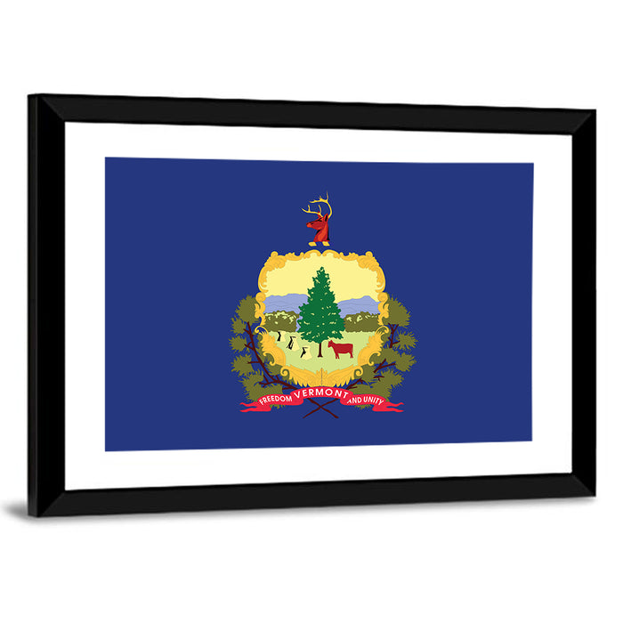 Vermont State Flag Wall Art as a framed print