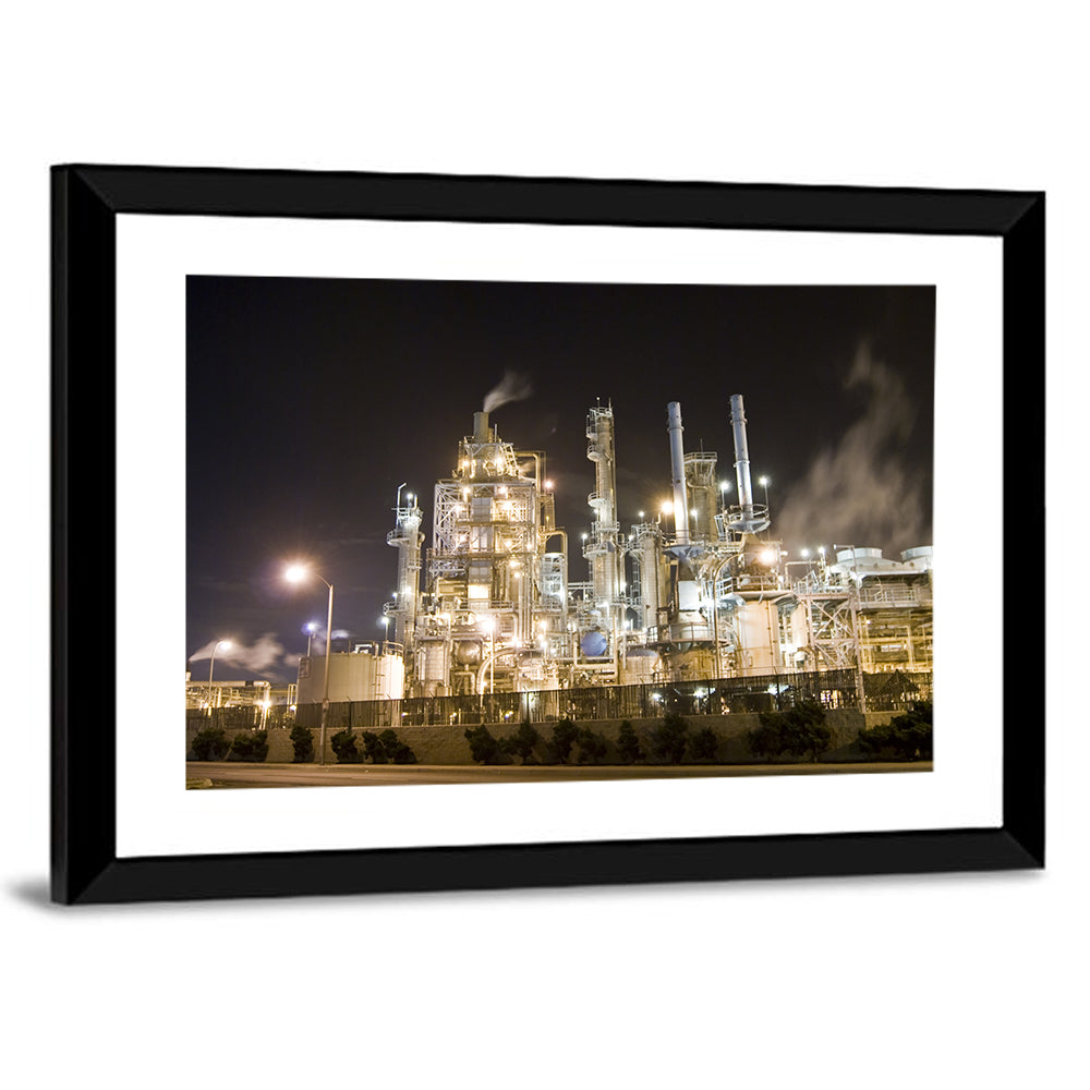 Industrial Refinery Nightscape Wall Art