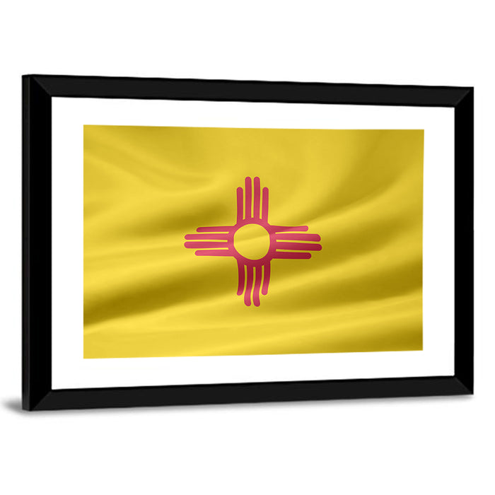 New Mexico Flag with Zia Symbol Wall Art as a framed print