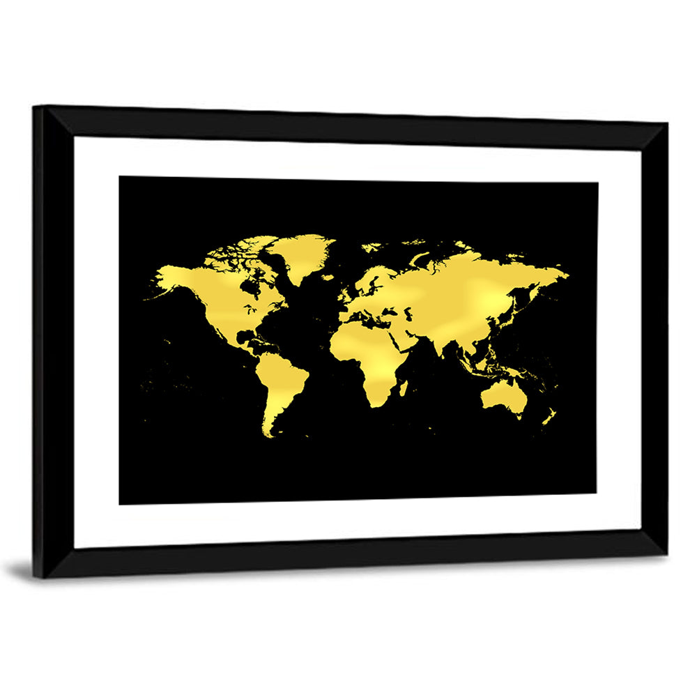 Metallic Gold World Map Wall Art