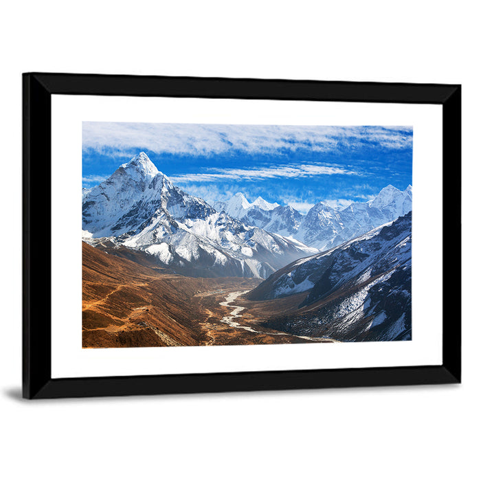 Ama Dablam Valley View Wall Art as a framed print