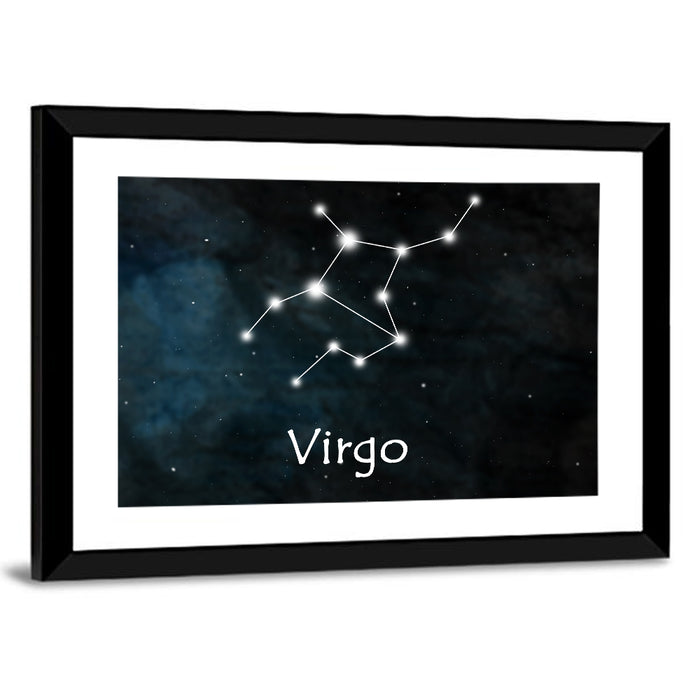 Virgo Constellation Diagram Wall Art as a framed print