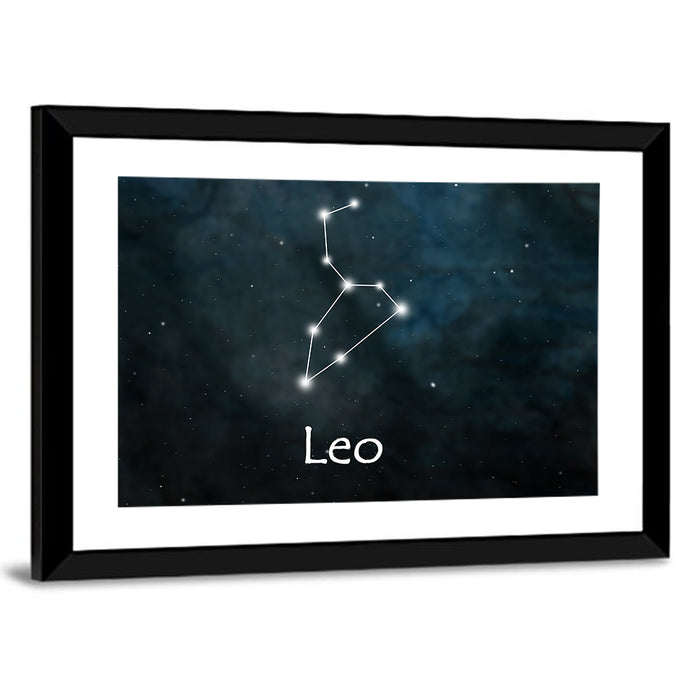 Leo Zodiac Constellation Wall Art as a framed print