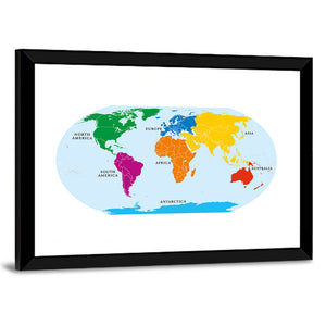 Seven Continents World Map Wall Art