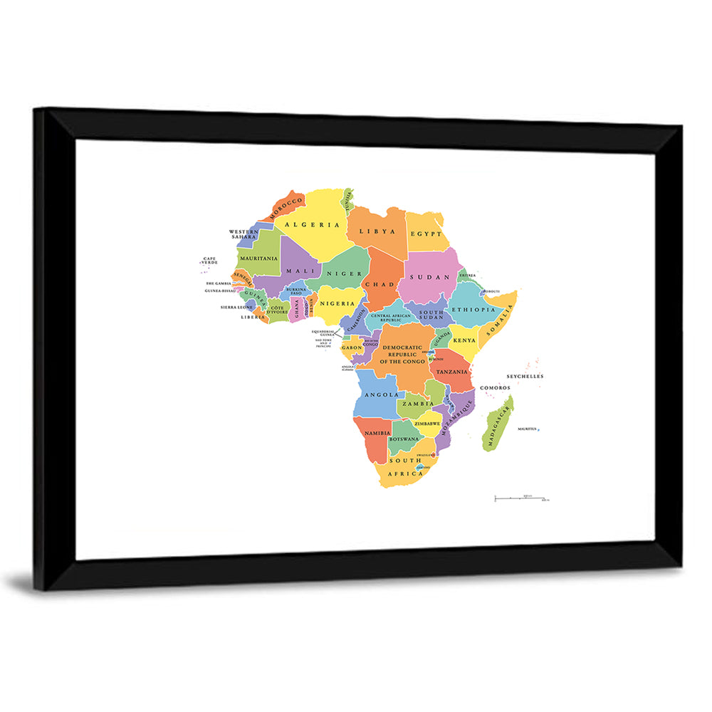 Colorful Africa Political Map Wall Art