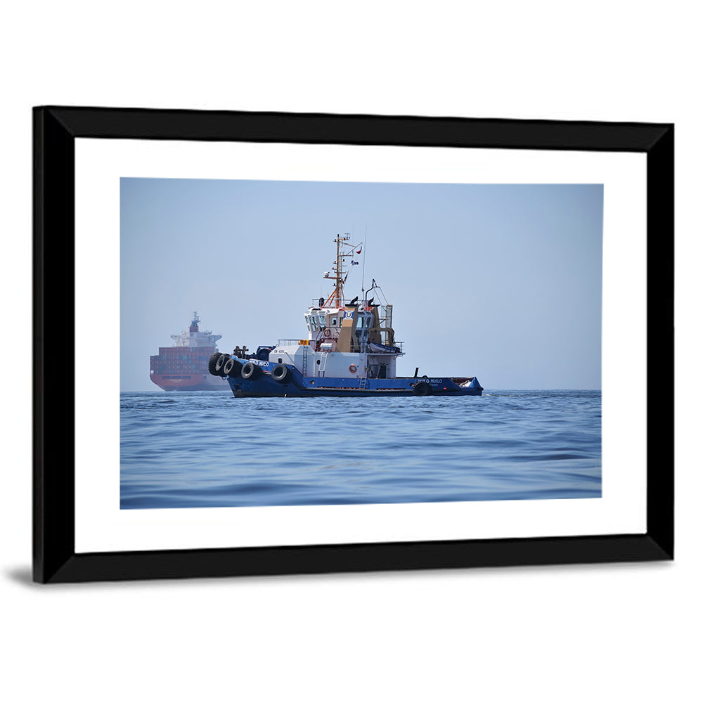 Tugboat Off Valparaiso Coast Wall Art
