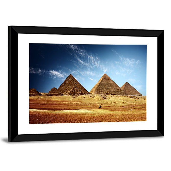 Giza Pyramids Valley View Wall Art as a framed print