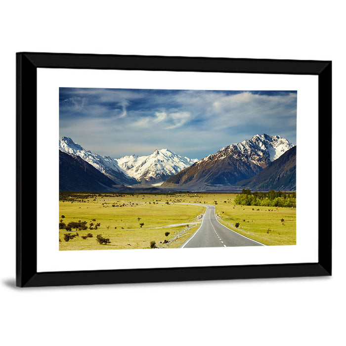Road to Aoraki Mount Cook Wall Art as a framed print