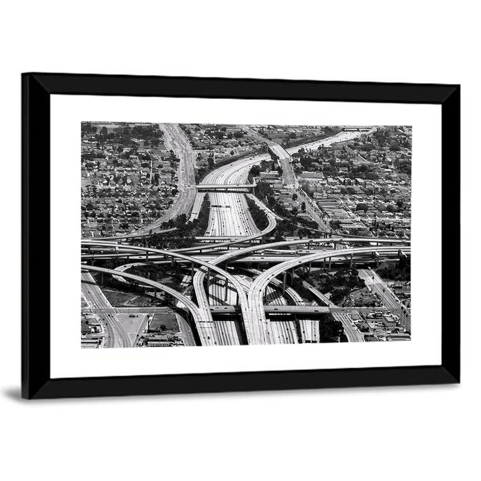 Monochrome La Airport Interchange Wall Art as a framed print