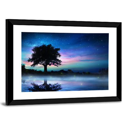 Lonely Tree Under Starry Sky Wall Art