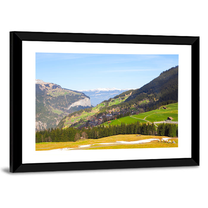 Jungfrau Snow-capped Mountain Landscape Wall Art as a framed print