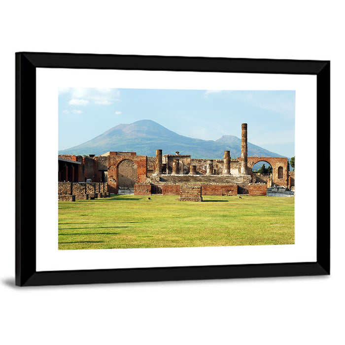 Pompeii Ruins with Mount Vesuvius Wall Art as a framed print
