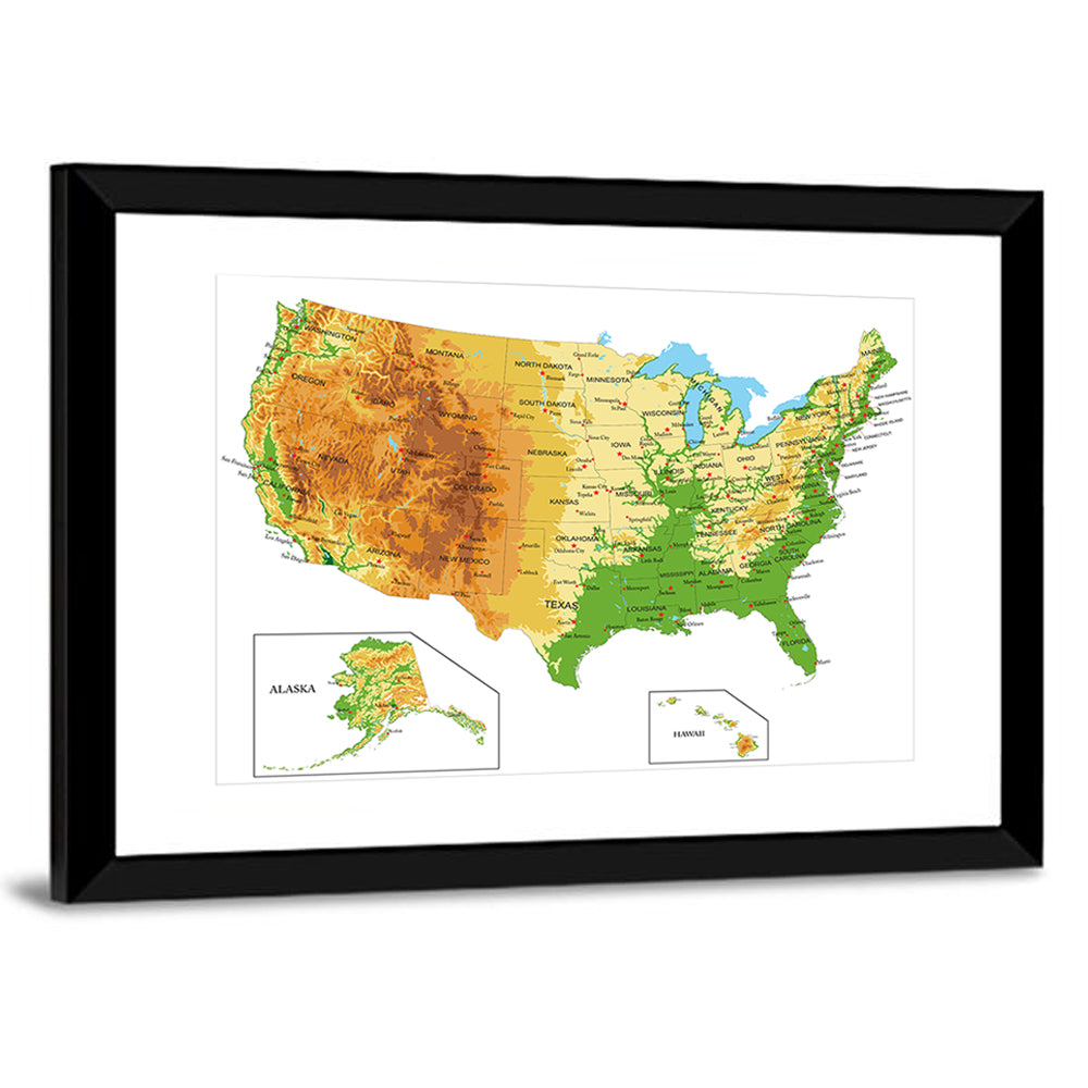 United States Topographic Map Wall Art