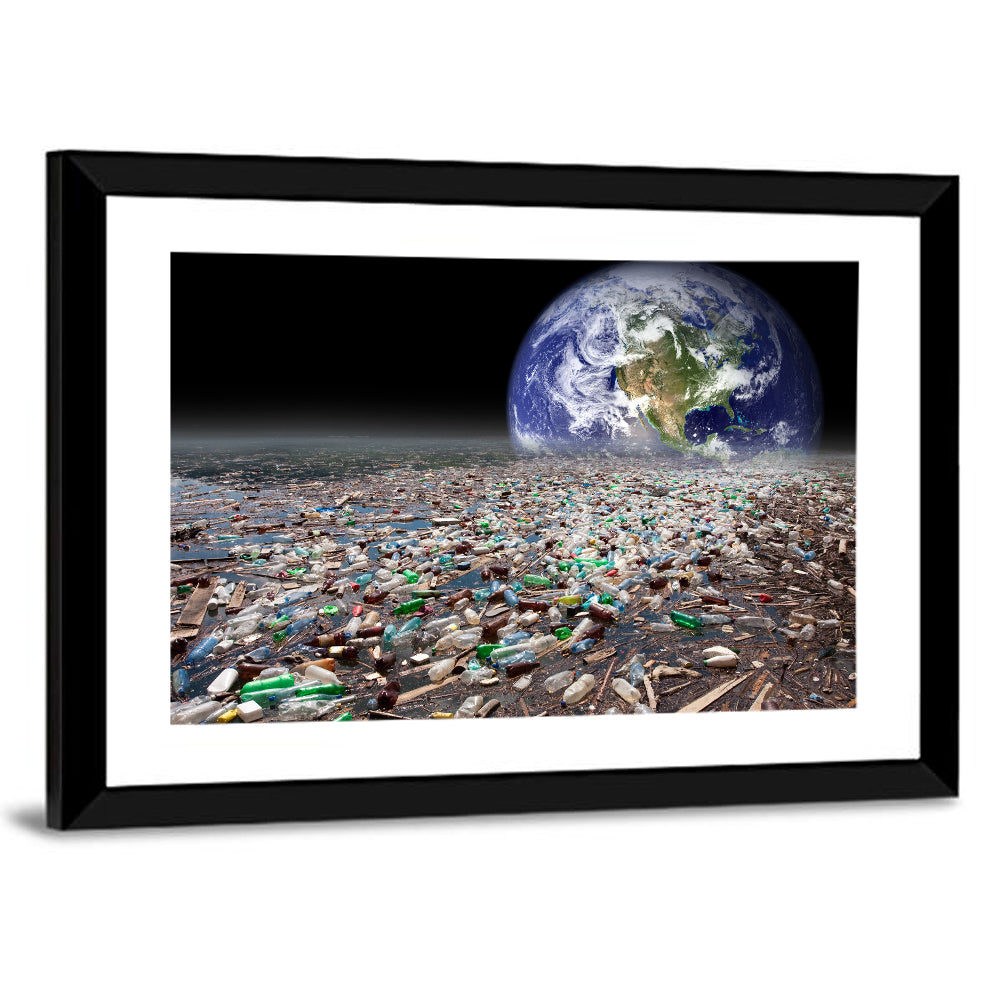 Earth Sinking Into Plastic Ocean Wall Art