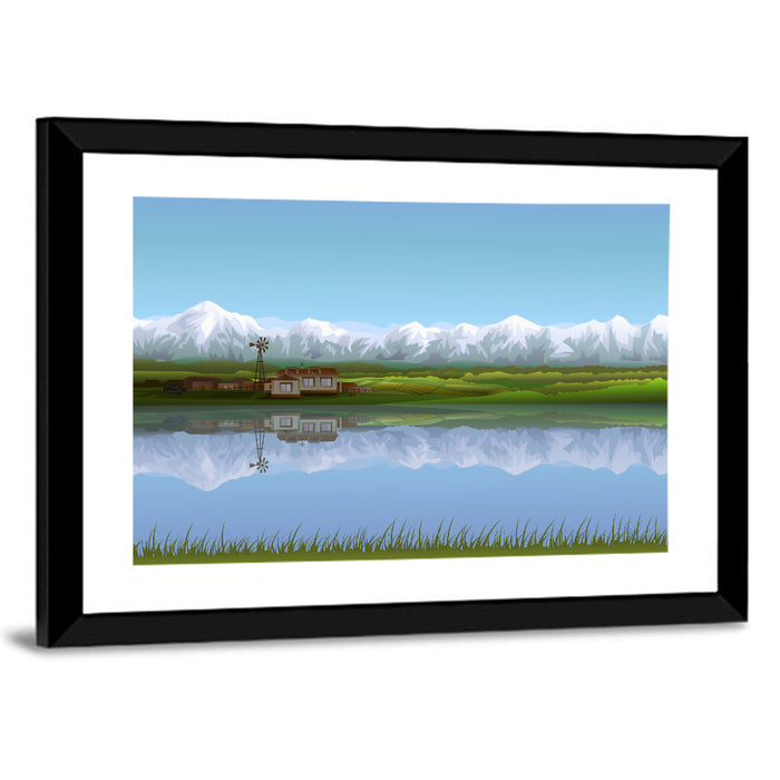 Alpine Lake Reflection Wall Art as a framed print