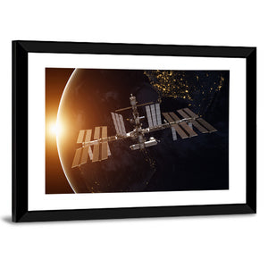 Space Station Over Planet Earth Wall Art