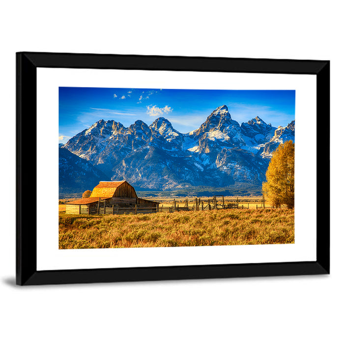 Moulton Barn Sunrise, Grand Tetons Wall Art as a framed print