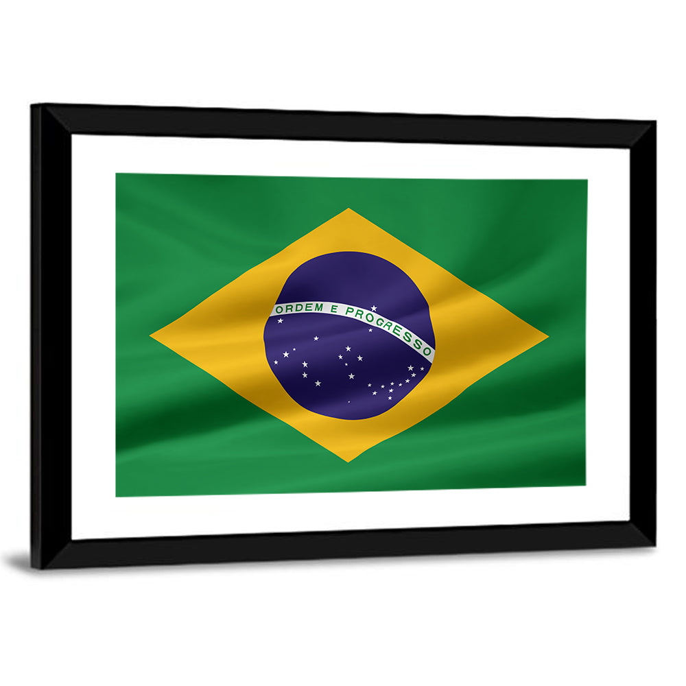 Brazil Flag with Ordem E Progresso Wall Art