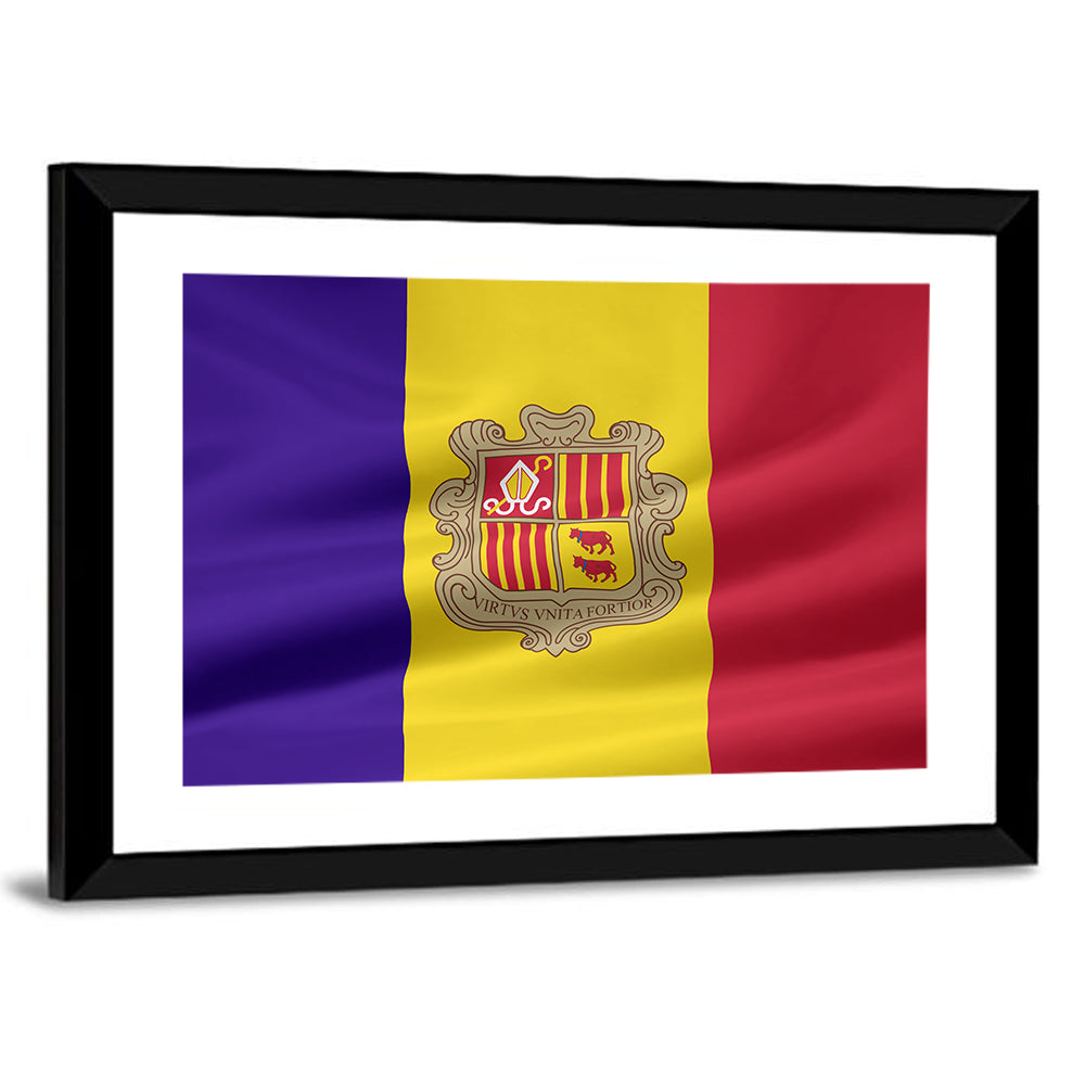Andorra Flag with Coat of Arms Wall Art