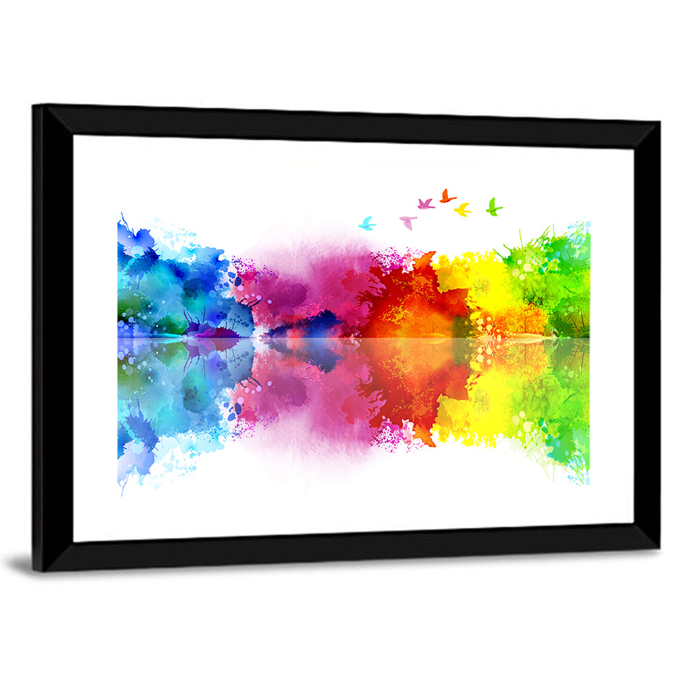 Mirrored Flock of Birds Watercolor Wall Art
