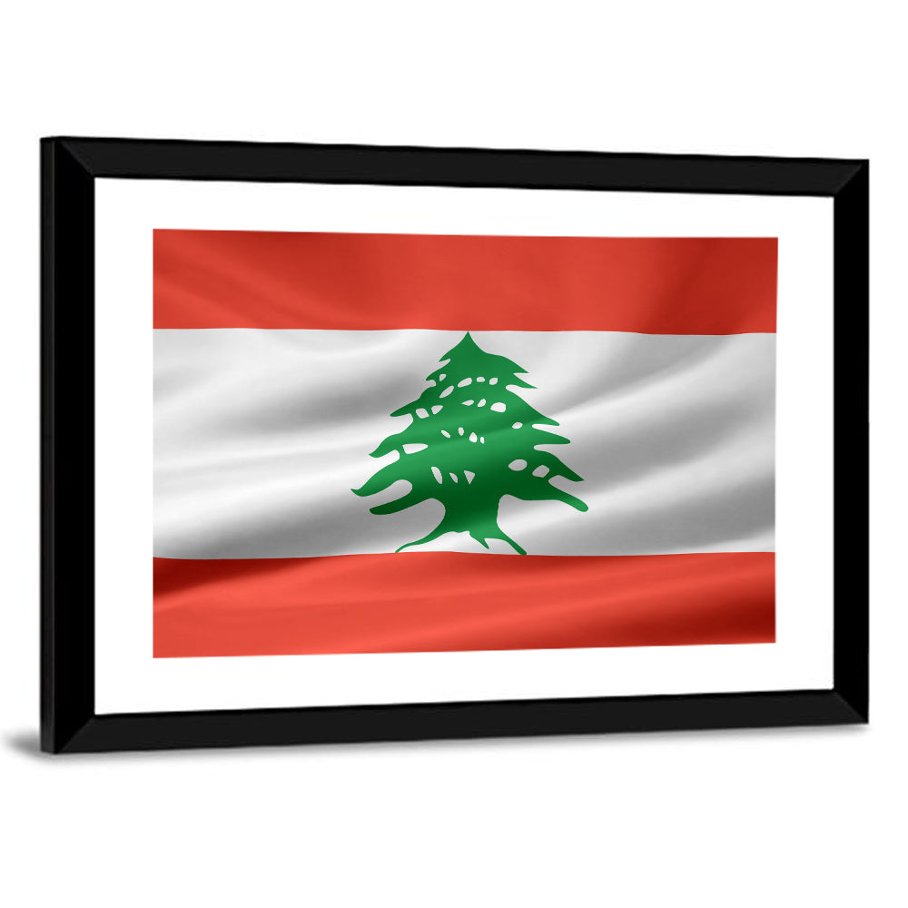 Lebanon Flag with Cedar Emblem Wall Art